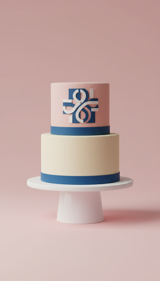 Azure Accent Minimalist Two-Tier Cake